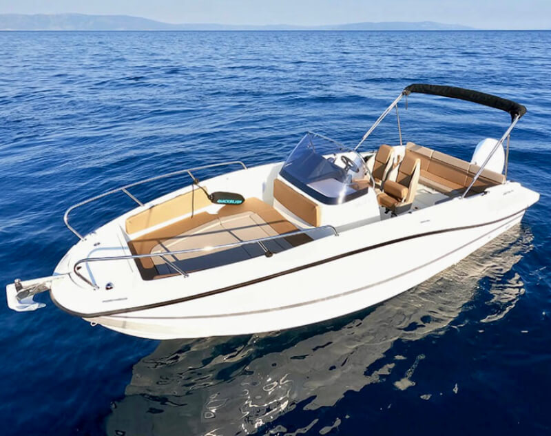 Rent a small Quicksilver speedboat in Ibiza.